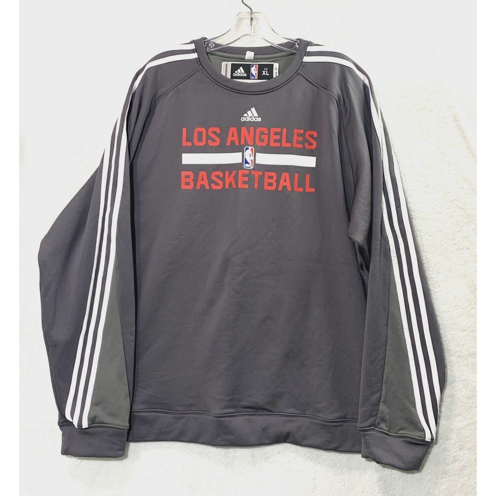 Adidas NBA Los Angeles Basketball Sweatshirt Men's Sz XL ClimaWarm Gray Length+2